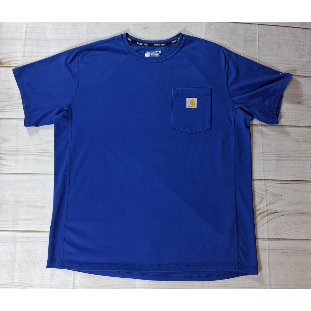 Carhartt Force Pocket T-Shirt Men's Large Blue Relaxed Fit Moisture Wicking